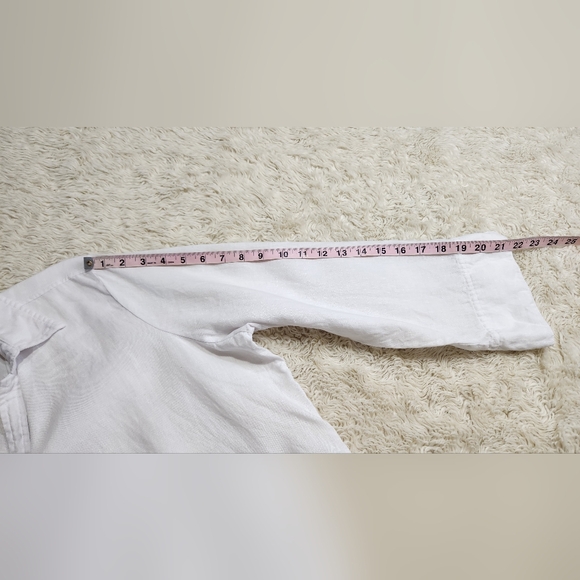 FOXCROFT NYC Womens White 100% Linen Button Down Shirt Sz XL - Picture 6 of 9